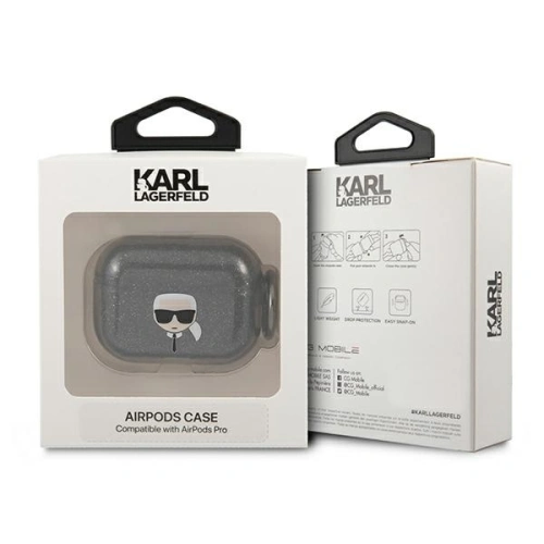 Etui Karl Lagerfeld KLAPUKHGK Apple AirPods Pro cover czarny/black Glitter Karl`s Head