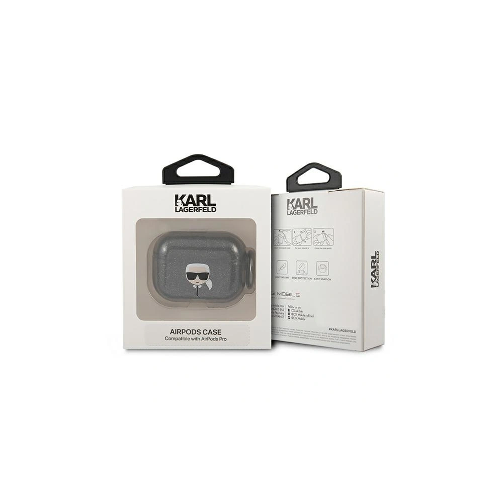 Hurtownia GSM - Case Karl Lagerfeld KLAPUKHGK Apple AirPods Pro Hülle schwarz/black Glitter Karl`s Head - KLD654BLK - {ean13} - Hurt