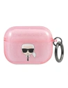 Case Karl Lagerfeld KLAPUKHGP Apple AirPods Pro Hülle rosa/pink Glitter Karl`s Head