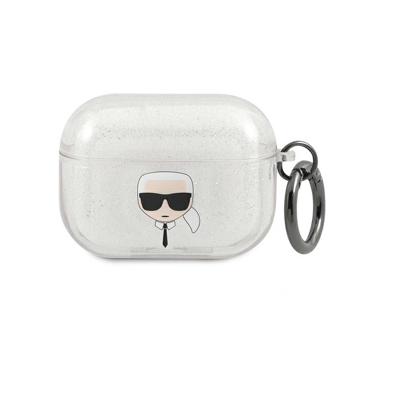 Karl Lagerfeld Distributor - 3666339030292 - KLD656SLV - Karl Lagerfeld KLAPUKHGS Apple AirPods Pro cover silver Glitter Karl`s Head - B2B homescreen