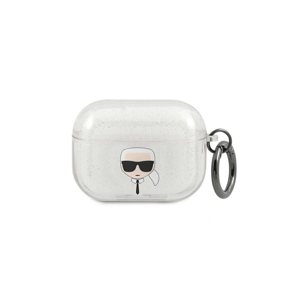 Hurtownia GSM - Etui Karl Lagerfeld KLAPUKHGS Apple kryt na AirPods Pro stříbrný/glitter Karlova hlava - KLD656SLV - {ean13} - Hurt