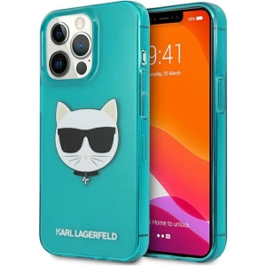 Etui Karl Lagerfeld KLHCP13LCHTRB Apple iPhone 13 Pro niebieski/blue hardcase Glitter Choupette Fluo