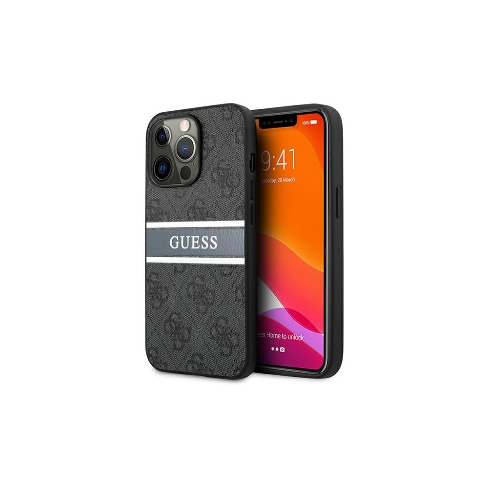 Wholesale Guess GUHCP13L4GDGR Apple iPhone 13 Pro grey hardcase 4G Stripe - GUE1296GRY - {ean13} - Hurt