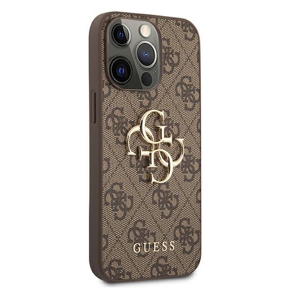 Kryt Guess GUHCP13L4GMGBR Apple iPhone 13 Pro brown hardcase 4G Big Metal Logo