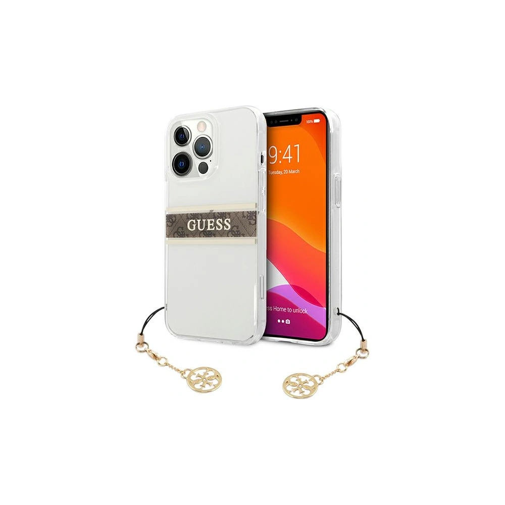Hurtownia GSM - Etui Guess GUHCP13LKB4GBR Apple iPhone 13 Pro Transparent hardcase 4G Brown Strap Charm - GUE1299CL - {ean13} - Hurt