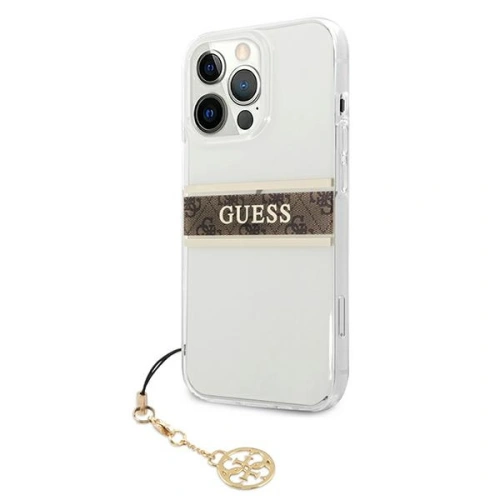 Etui Guess GUHCP13LKB4GBR Apple iPhone 13 Pro Transparent hardcase 4G Brown Strap Charm