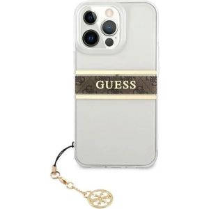 Etui Guess GUHCP13LKB4GBR Apple iPhone 13 Pro Transparent hardcase 4G Brown Strap Charm