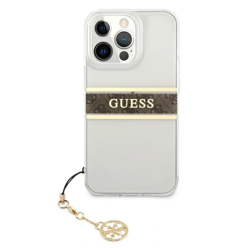 Etui Guess GUHCP13LKB4GBR Apple iPhone 13 Pro Transparent hardcase 4G Brown Strap Charm