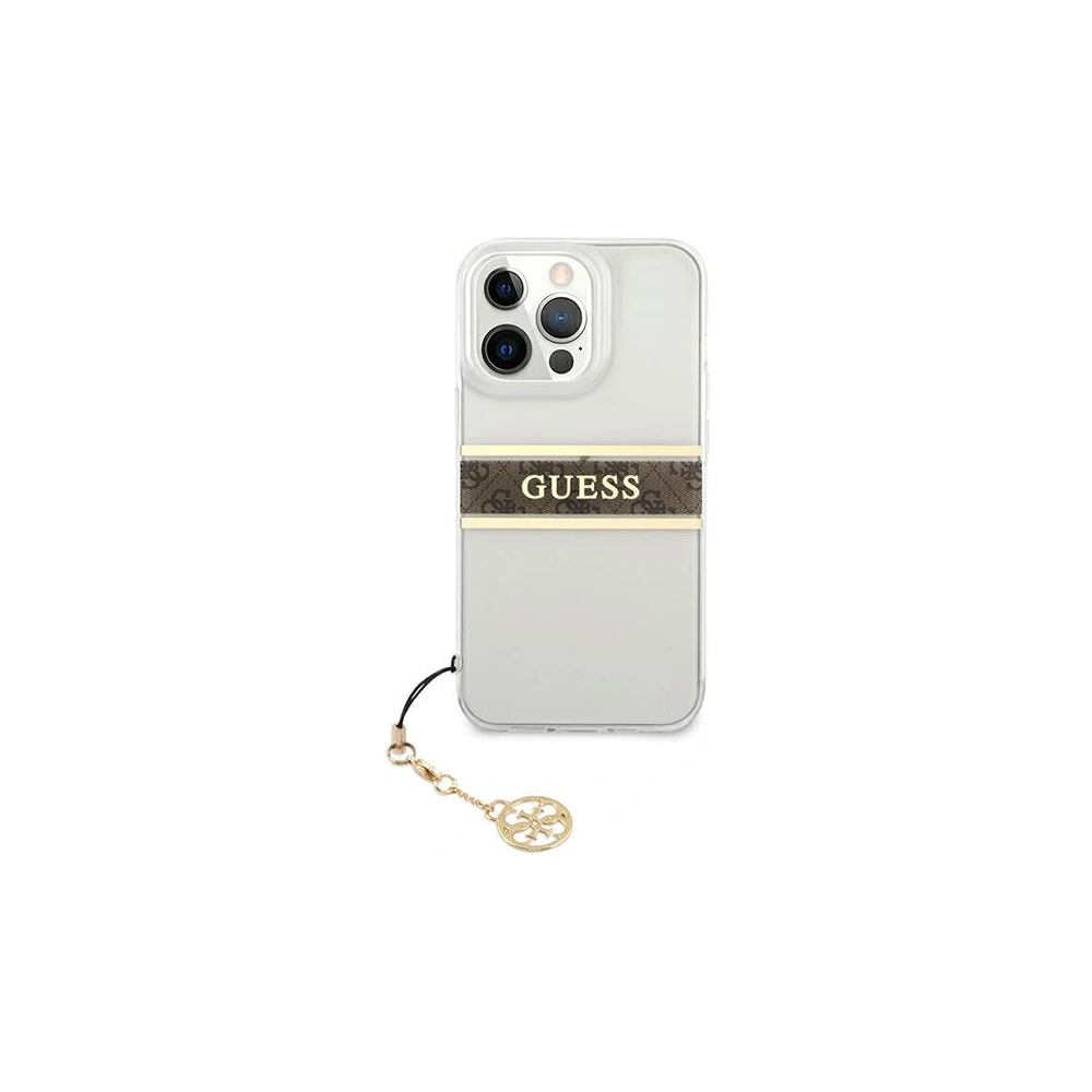 Hurtownia GSM - Etui Guess GUHCP13LKB4GBR Apple iPhone 13 Pro Transparent hardcase 4G Brown Strap Charm - GUE1299CL - {ean13} - Hurt