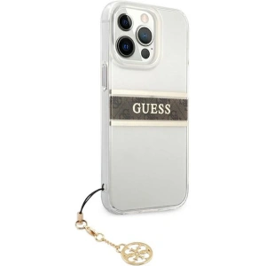Etui Guess GUHCP13LKB4GBR Apple iPhone 13 Pro Transparent hardcase 4G Brown Strap Charm