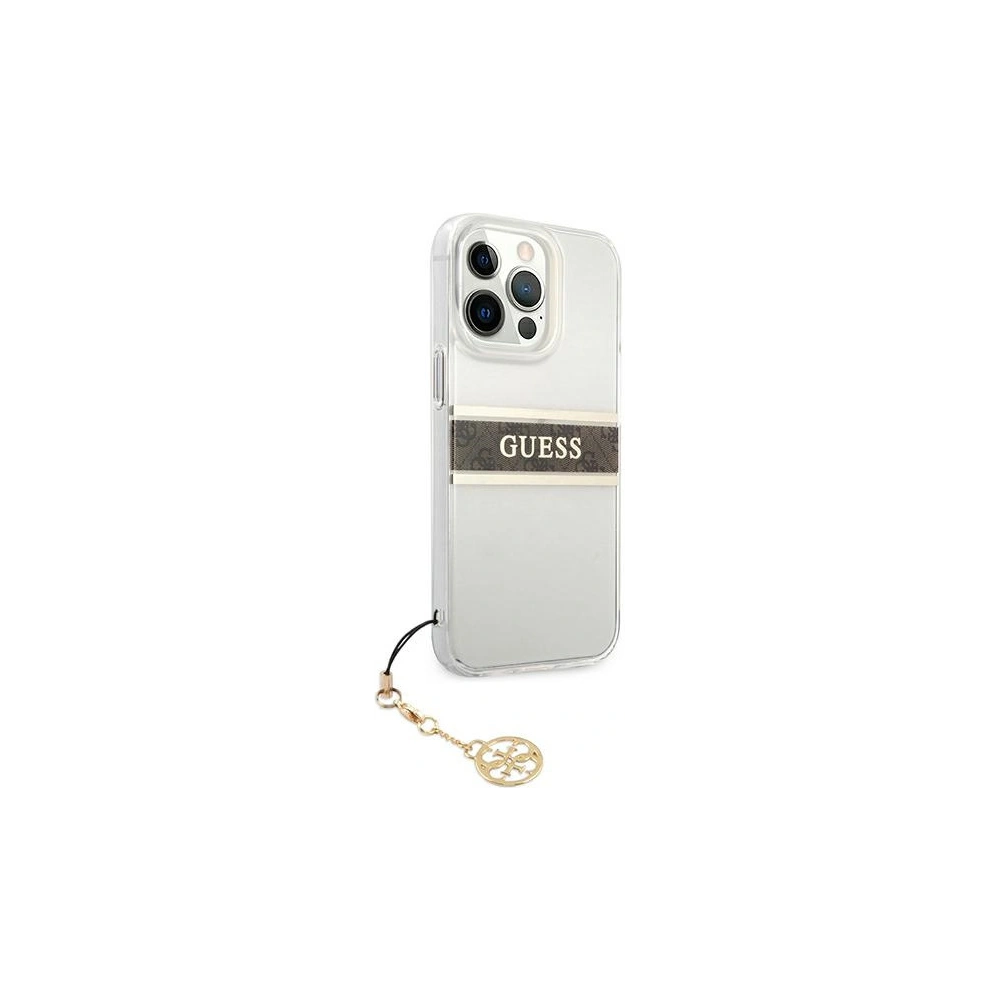 Hurtownia GSM - Etui Guess GUHCP13LKB4GBR Apple iPhone 13 Pro Transparentní tvrdý obal 4G Hnědý popruh kouzlo - GUE1299CL - {ean13} - Hurt