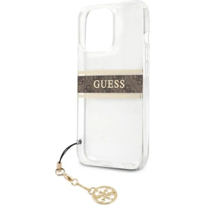Etui Guess GUHCP13LKB4GBR Apple iPhone 13 Pro Transparent hardcase 4G Brown Strap Charm