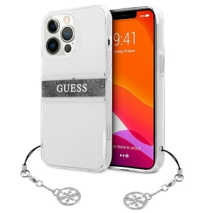 Etui Guess GUHCP13LKB4GGR Apple iPhone 13 Pro Transparent hardcase 4G Grey Strap Charm