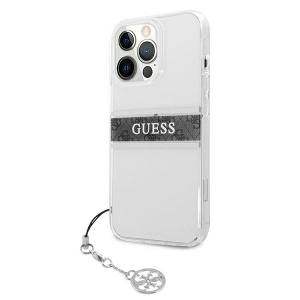 Etui Guess GUHCP13LKB4GGR Apple iPhone 13 Pro Transparent hardcase 4G Grey Strap Charm