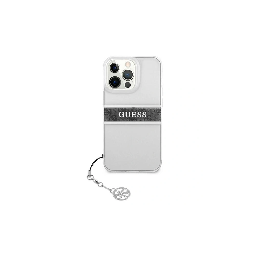 Hurtownia GSM - Etui Guess GUHCP13LKB4GGR Apple iPhone 13 Pro Transparent hardcase 4G Grey Strap Charm - GUE1300CL - {ean13} - Hurt