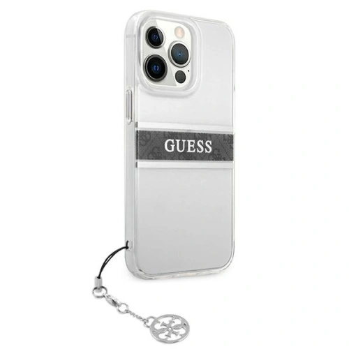 Etui Guess GUHCP13LKB4GGR Apple iPhone 13 Pro Transparent hardcase 4G Grey Strap Charm