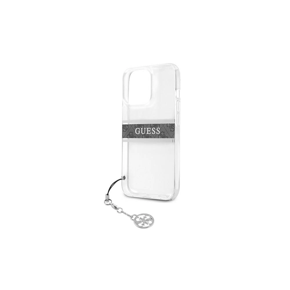 Hurtownia GSM - Etui Guess GUHCP13LKB4GGR Apple iPhone 13 Pro Transparentní tvrdý obal 4G Šedý popruh přívěsek - GUE1300CL - {ean13} - Hurt