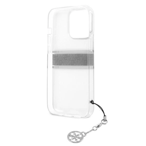 Etui Guess GUHCP13LKB4GGR Apple iPhone 13 Pro Transparent hardcase 4G Grey Strap Charm