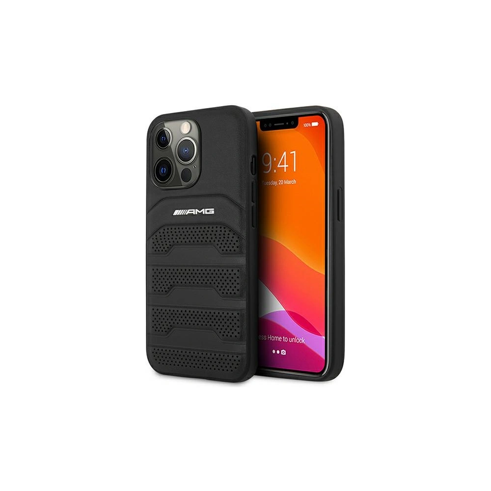 Hurtownia GSM - Etui Mercedes AMG AMHCP13XGSEBK Apple iPhone 13 Pro Max černé/black hardcase kožené s debosovanými liniemi - MRS030BLK - {ean13} - Hurt