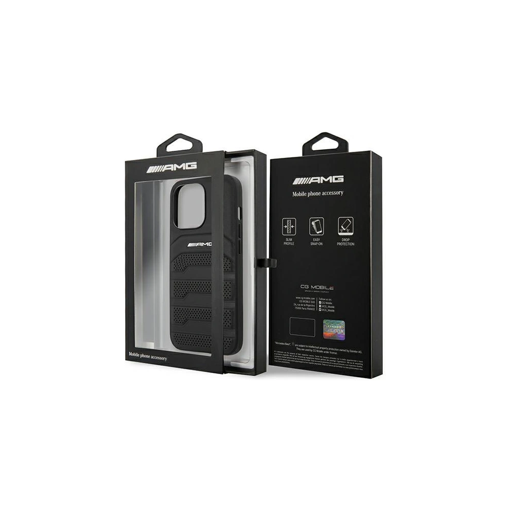 Hurtownia GSM - Etui Mercedes AMG AMHCP13XGSEBK Apple iPhone 13 Pro Max černé/black hardcase kožené s debosovanými liniemi - MRS030BLK - {ean13} - Hurt