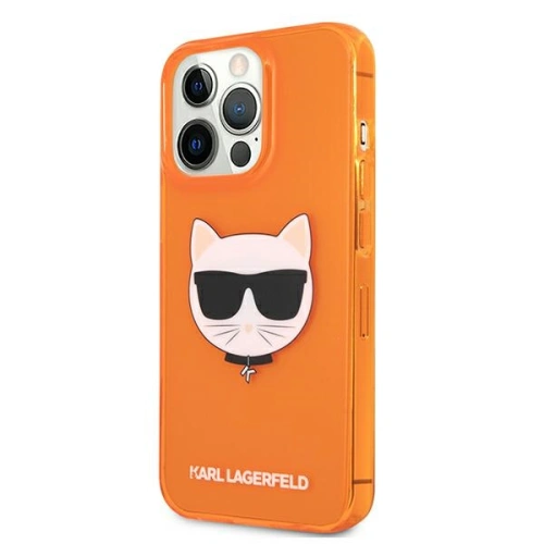 Etui Karl Lagerfeld KLHCP13LCHTRO Apple iPhone 13 Pro pomarańczowy/orange hardcase Glitter Choupette Fluo