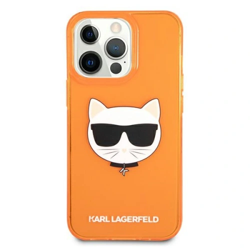 Etui Karl Lagerfeld KLHCP13LCHTRO Apple iPhone 13 Pro pomarańczowy/orange hardcase Glitter Choupette Fluo