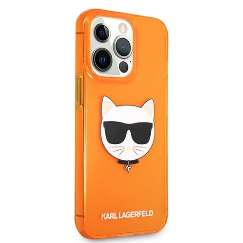 Etui Karl Lagerfeld KLHCP13LCHTRO Apple iPhone 13 Pro pomarańczowy/orange hardcase Glitter Choupette Fluo