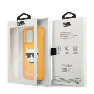 Etui Karl Lagerfeld KLHCP13LCHTRO Apple iPhone 13 Pro pomarańczowy/orange hardcase Glitter Choupette Fluo