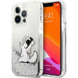 Etui Karl Lagerfeld KLHCP13LGCFS Apple iPhone 13 Pro srebrny/silver hardcase Liquid Glitter Choupette Fun