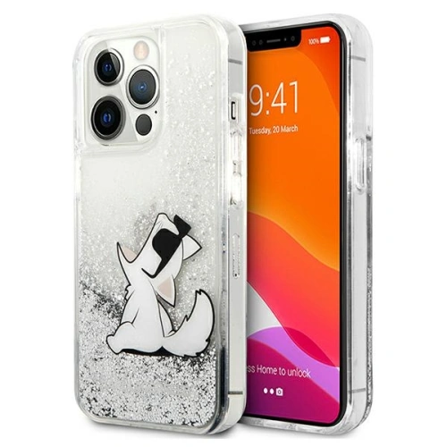 Etui Karl Lagerfeld KLHCP13LGCFS Apple iPhone 13 Pro srebrny/silver hardcase Liquid Glitter Choupette Fun