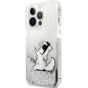 Etui Karl Lagerfeld KLHCP13LGCFS Apple iPhone 13 Pro srebrny/silver hardcase Liquid Glitter Choupette Fun