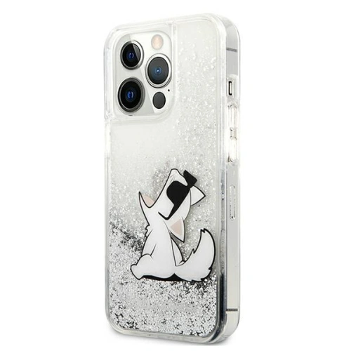 Etui Karl Lagerfeld KLHCP13LGCFS Apple iPhone 13 Pro srebrny/silver hardcase Liquid Glitter Choupette Fun