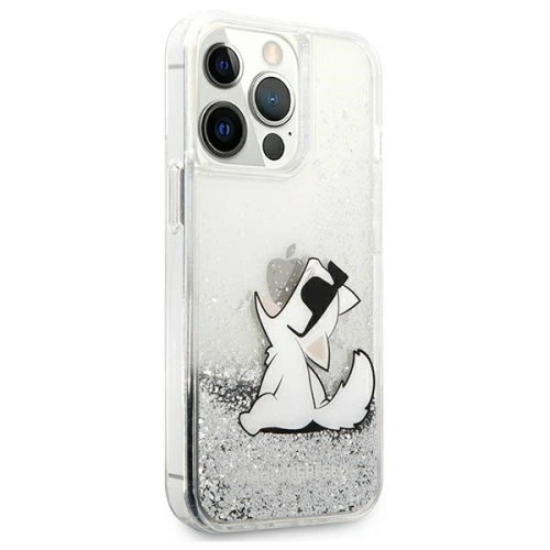 Etui Karl Lagerfeld KLHCP13LGCFS Apple iPhone 13 Pro srebrny/silver hardcase Liquid Glitter Choupette Fun