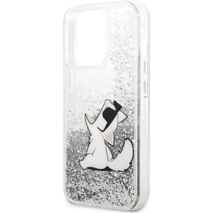 Etui Karl Lagerfeld KLHCP13LGCFS Apple iPhone 13 Pro srebrny/silver hardcase Liquid Glitter Choupette Fun