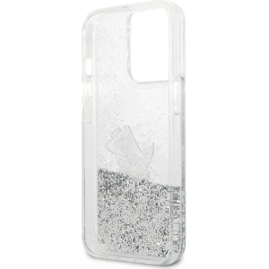 Etui Karl Lagerfeld KLHCP13LGCFS Apple iPhone 13 Pro srebrny/silver hardcase Liquid Glitter Choupette Fun