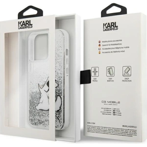Etui Karl Lagerfeld KLHCP13LGCFS Apple iPhone 13 Pro srebrny/silver hardcase Liquid Glitter Choupette Fun