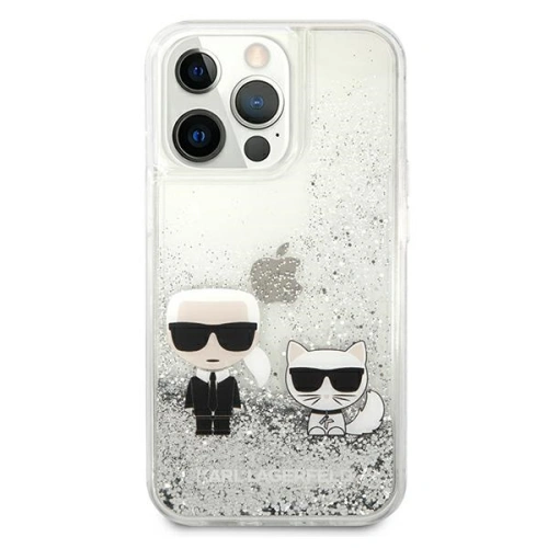 Etui Karl Lagerfeld KLHCP13LGKCS Apple iPhone 13 Pro srebrny/silver hardcase Liquid Glitter Karl&Choupette
