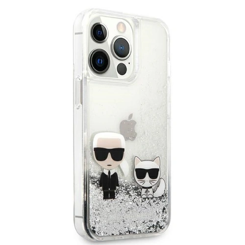 Etui Karl Lagerfeld KLHCP13LGKCS Apple iPhone 13 Pro srebrny/silver hardcase Liquid Glitter Karl&Choupette