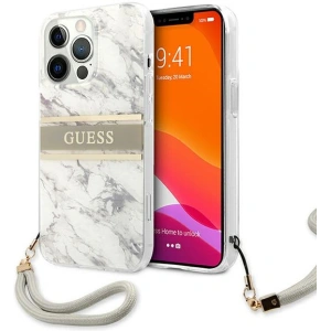 Etui Guess GUHCP13LKMABGR Apple iPhone 13 Pro šedý/grey hardcase Marble Strap Collection