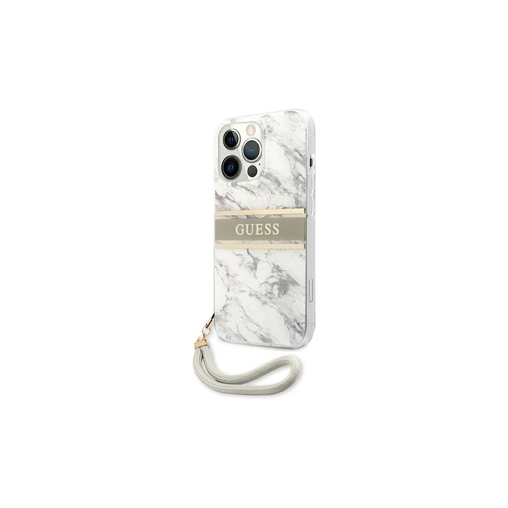 Hurtownia GSM - Case Guess GUHCP13LKMABGR Apple iPhone 13 Pro grau/grey Hardcase Marble Strap Collection - GUE1301GRY - {ean13} - Hurt
