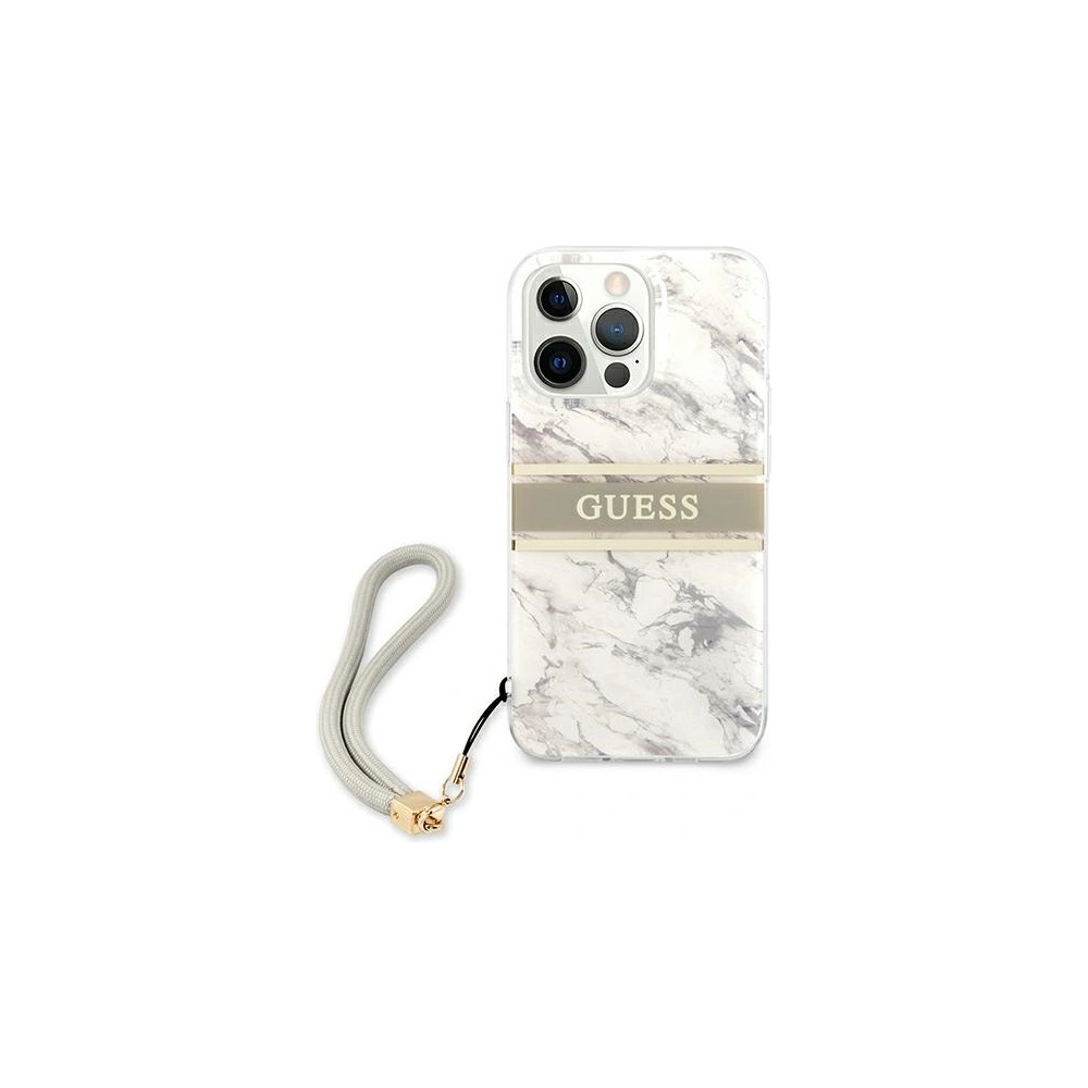 Hurtownia GSM - Case Guess GUHCP13LKMABGR Apple iPhone 13 Pro grau/grey Hardcase Marble Strap Collection - GUE1301GRY - {ean13} - Hurt
