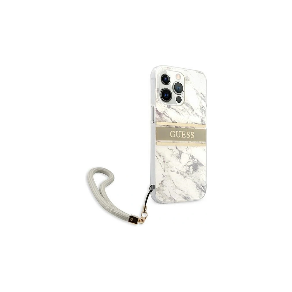 Hurtownia GSM - Case Guess GUHCP13LKMABGR Apple iPhone 13 Pro grau/grey Hardcase Marble Strap Collection - GUE1301GRY - {ean13} - Hurt