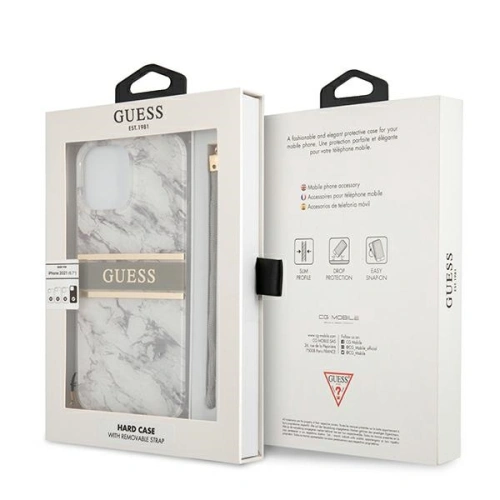 Etui Guess GUHCP13LKMABGR Apple iPhone 13 Pro szary/grey hardcase Marble Strap Collection