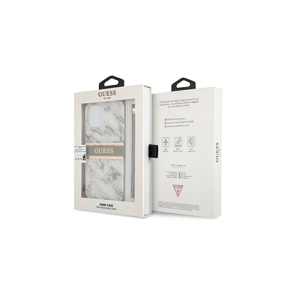 Hurtownia GSM - Case Guess GUHCP13LKMABGR Apple iPhone 13 Pro grau/grey Hardcase Marble Strap Collection - GUE1301GRY - {ean13} - Hurt