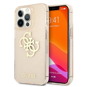 Guess GUHCP13LPCUGL4GGO Apple iPhone 13 Pro gold hard case Glitter 4G Big Logo