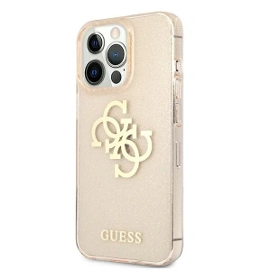 Guess GUHCP13LPCUGL4GGO Apple iPhone 13 Pro gold hard case Glitter 4G Big Logo