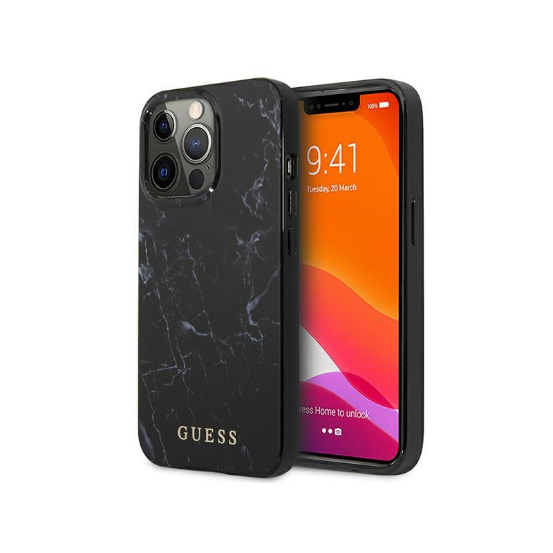 Guess Distributor - 3666339033538 - GUE1305BLK - Guess GUHCP13LPCUMABK Apple iPhone 13 Pro black hardcase Marble - B2B homescreen
