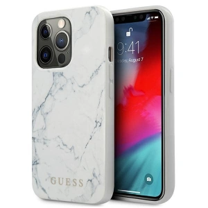 Guess GUHCP13LPCUMAWH Apple iPhone 13 Pro white hardcase Marble