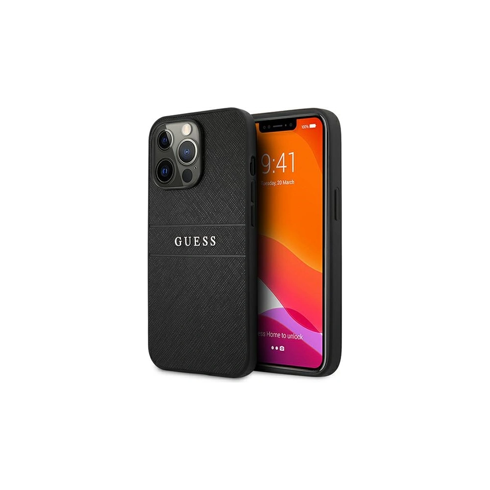 Hurtownia GSM - Etui Guess GUHCP13LPSASBBK Apple iPhone 13 Pro czarny/black Saffiano Strap - GUE1307BLK - {ean13} - Hurt