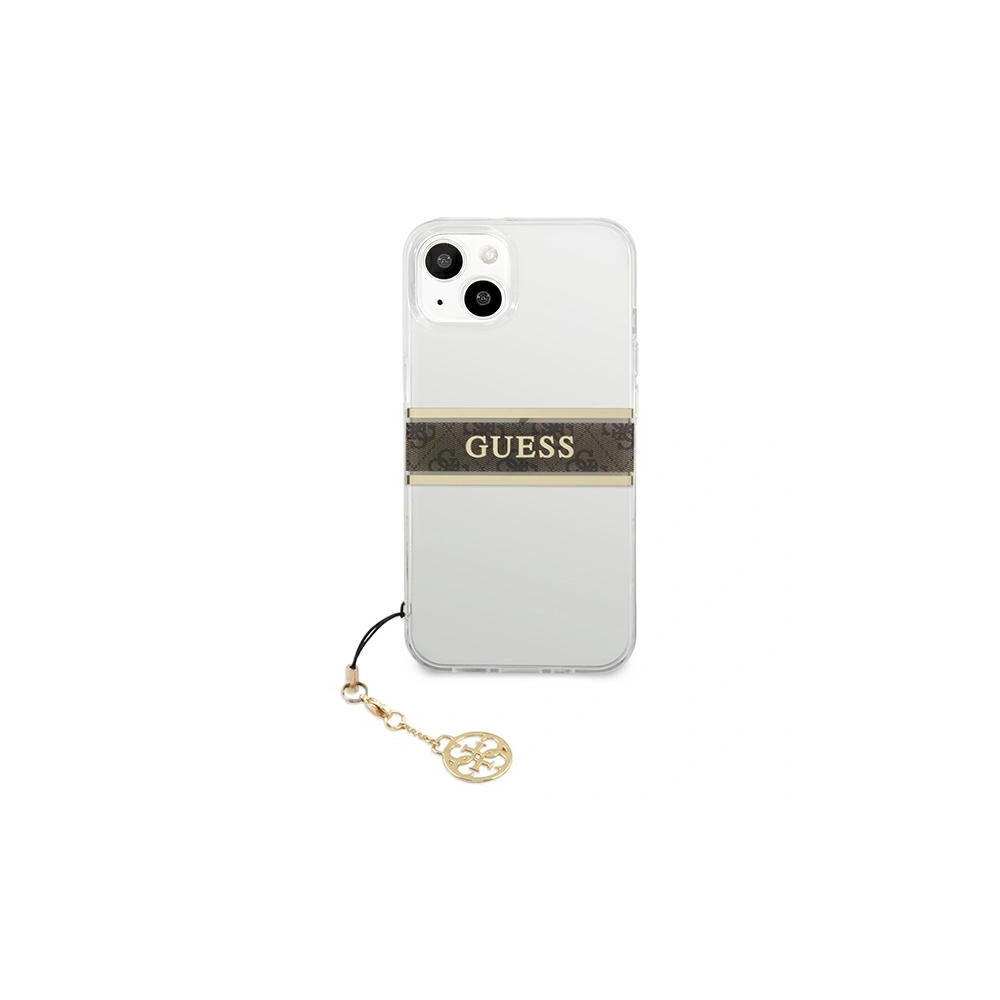 Hurtownia GSM - Etui Guess GUHCP13MKB4GBR Apple iPhone 13 Transparent hardcase 4G Brown Strap Charm - GUE1313CL - {ean13} - Hurt